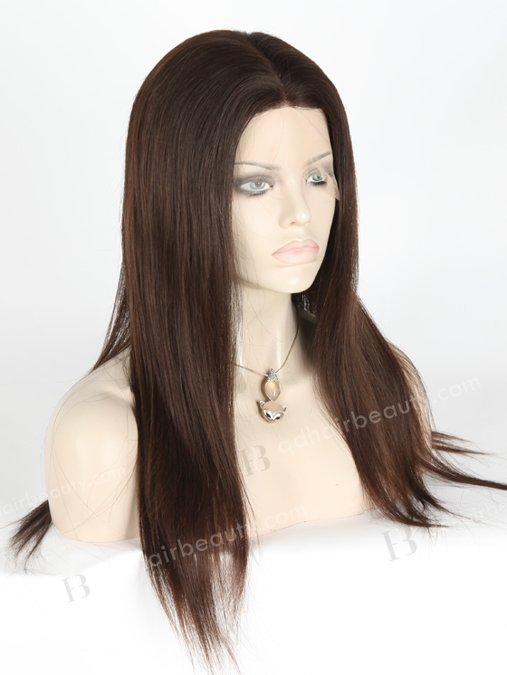 In Stock European Virgin Hair 18" Natural Straight Natural Color Silk Top Full Lace Wig STW-813