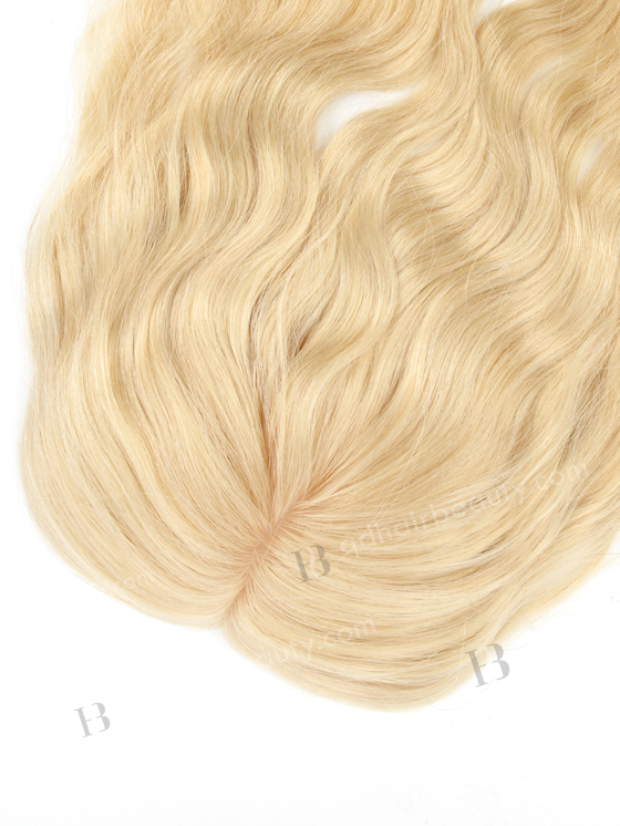 In Stock 5.5"*6" European Virgin Hair 16" Slight Wave 613# Color Silk Top Hair Topper-082
