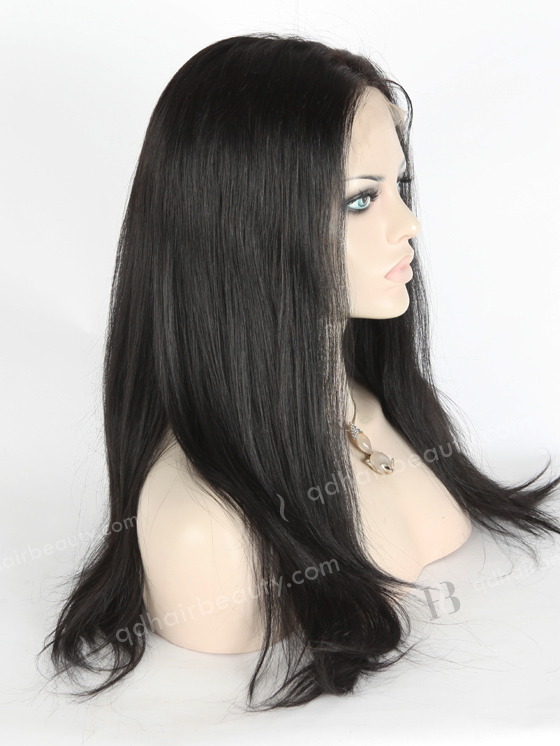 In Stock Indian Remy Hair 18" Straight 1# Color Full Lace Wig FLW-01387