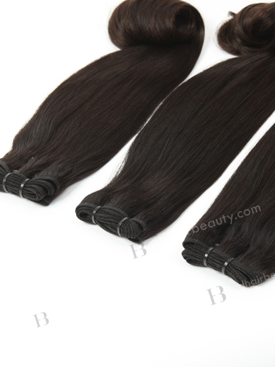 In Stock 7A Peruvian Virgin Hair 16" Double Drawn Straight with Roll Curl Tip Natural Color Machine Weft SM-667