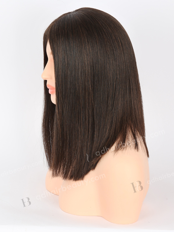In Stock European Virgin Hair 14" Straight Natural/6# Blended Color Monofilament Top Glueless Wig GLM-08001