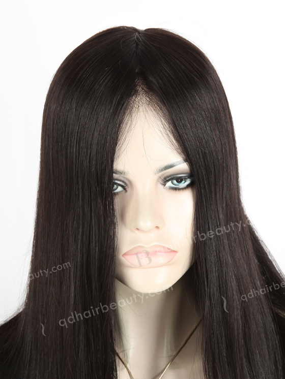 Black Color 18'' Mongolian Virgin Straight Silk Top Full Lace Wig WR-ST-053