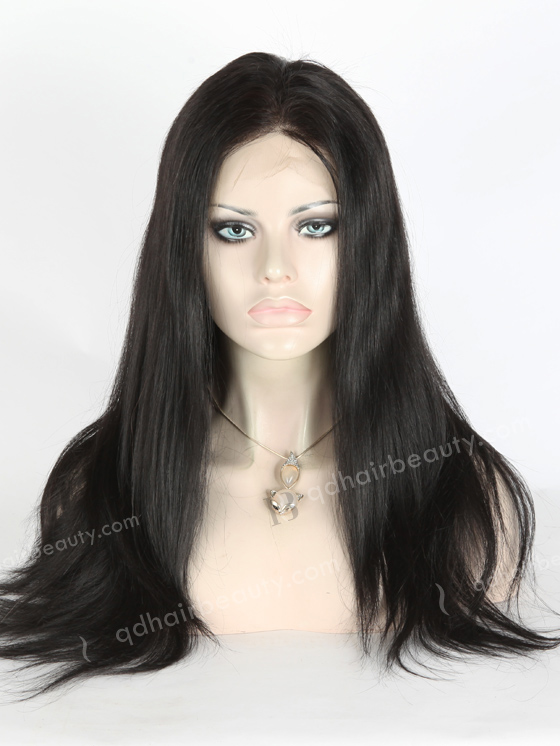 In Stock Indian Remy Hair 18" Straight 1# Color Full Lace Wig FLW-01387