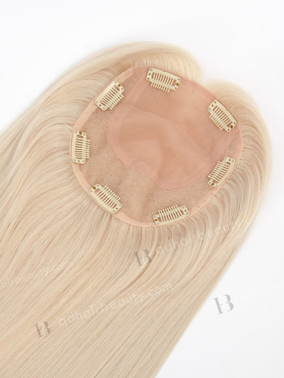 In Stock 5.5"*6.5" European Virgin Hair 16" All One Length Straight White Color Silk Top Hair Topper-153