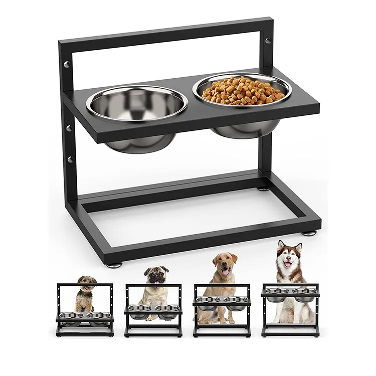 JH-Mech 4 Heights Raised Dog Bowl For Large Medium Small Dogs And Pets Easy To Clean Durable Raised Dog Bowls Adjustable