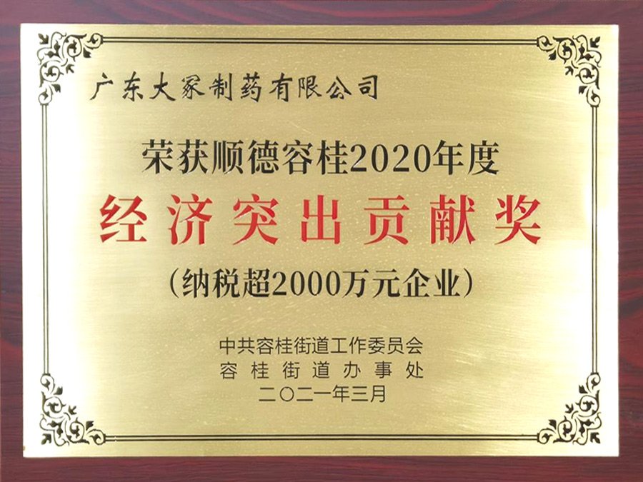 Won Shunde Ronggui 2020 Outstanding Economic Contribution Award