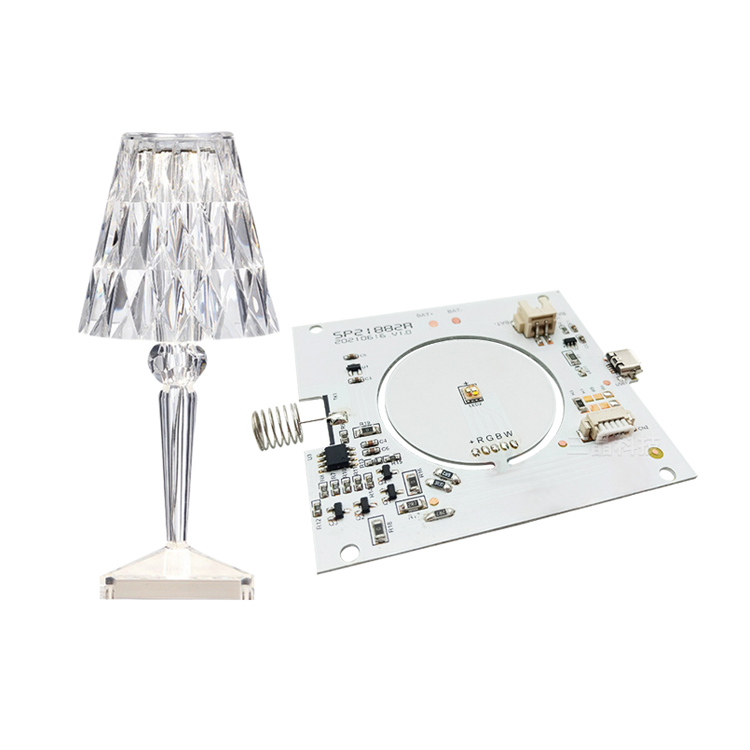 Single touch cross-border RGBW crystal table lamp rechargeable circuit board PCBA control board factory