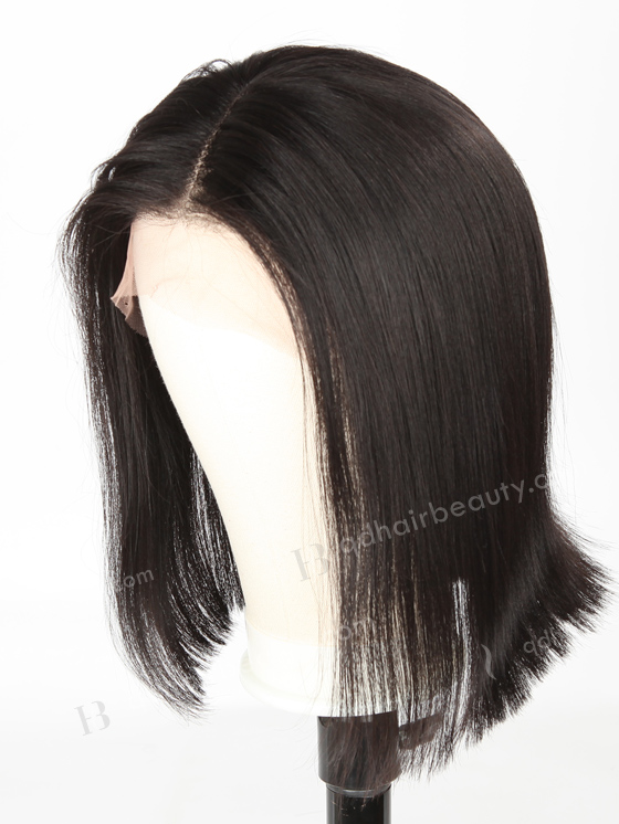In Stock Indian Remy Hair 12" Yaki+BOB Color 1b# Lace Front Wig SLF-01252