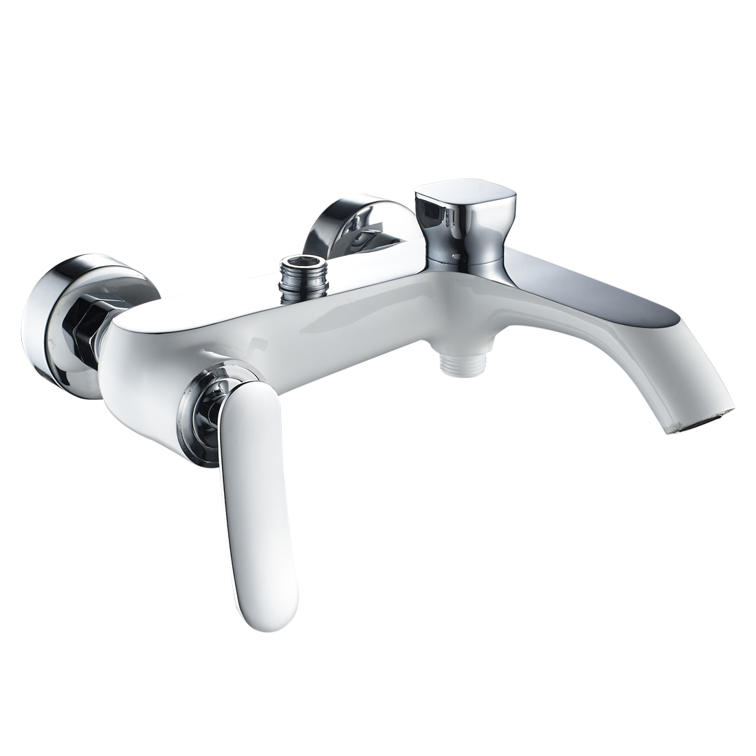 Shower Mixer Valve,Wall Mounted Single Lever Manual Exposed Shower Hot/Cold Valve Tap Faucet,Chrome with White Finish