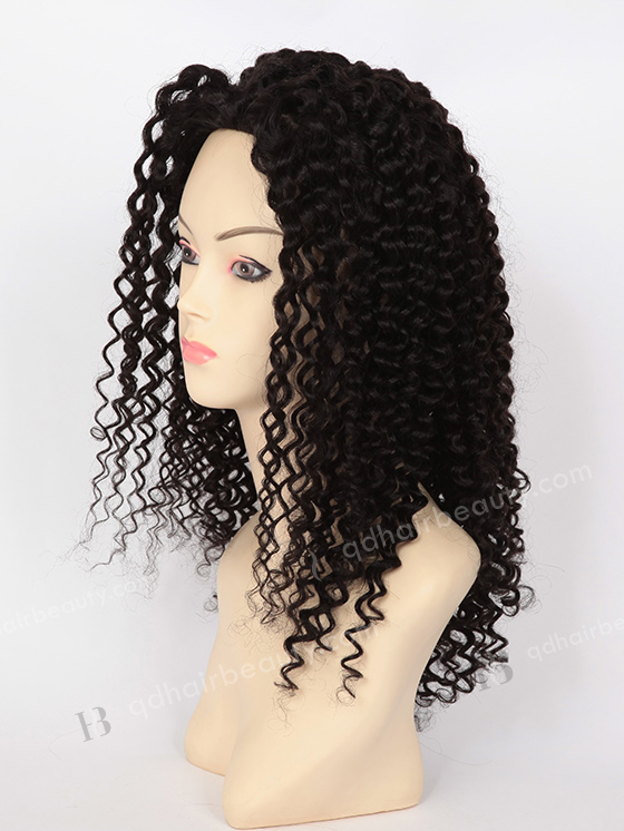 In Stock Indian Remy Hair 18" Tight Curl 1b# Color Silk Top Glueless Wig GL-01030