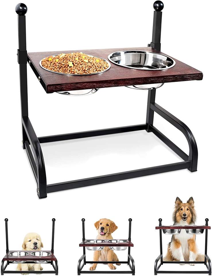 JH-Mech Tall Dog Bowl Stand Stainless Steel Frame Raise Pet Feeder Luxury Elevated Cat Dog Water Bowl Rounded Customiz