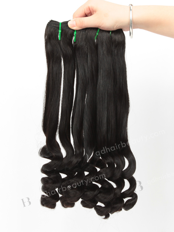 Double Drawn 18'' 7a Peruvian Virgin Curl As Pictures Natural Color Hair Wefts WR-MW-158
