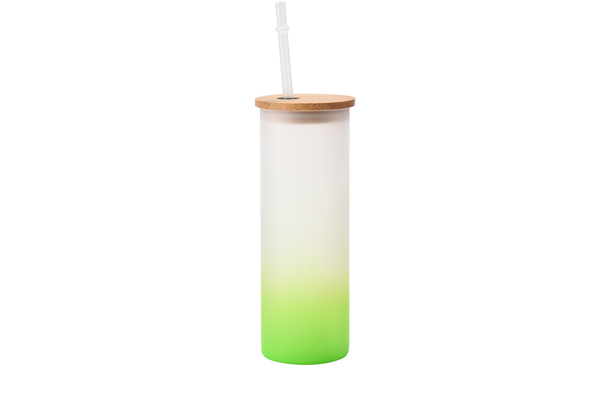 18 oz. Frosted Glass Tumbler-Green