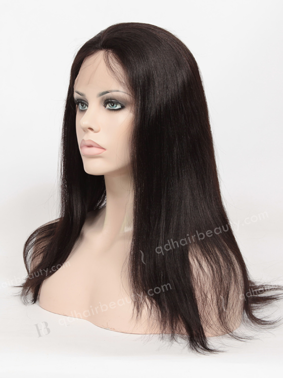 In Stock Indian Remy Hair 16" Light Yaki 1B# Color Full Lace Wig FLW-01234