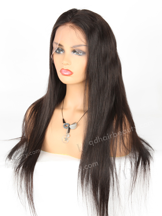 In Stock Indian Remy Hair 18" Straight Natural Color Lace Front Wig SLF-01270