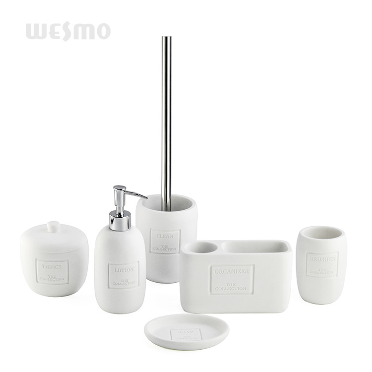 6 Pcs Household Morden Craft Spot Design Cost-effective Ceramic Toilet Set Bathroom Accessories Toilet Brush Holder