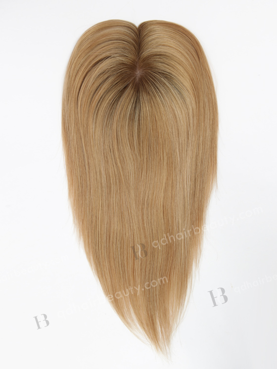 In Stock 5.5"*6.5" European Virgin Hair 12" Straight #8/25/60, Roots #9 Color Silk Top Hair Topper-158