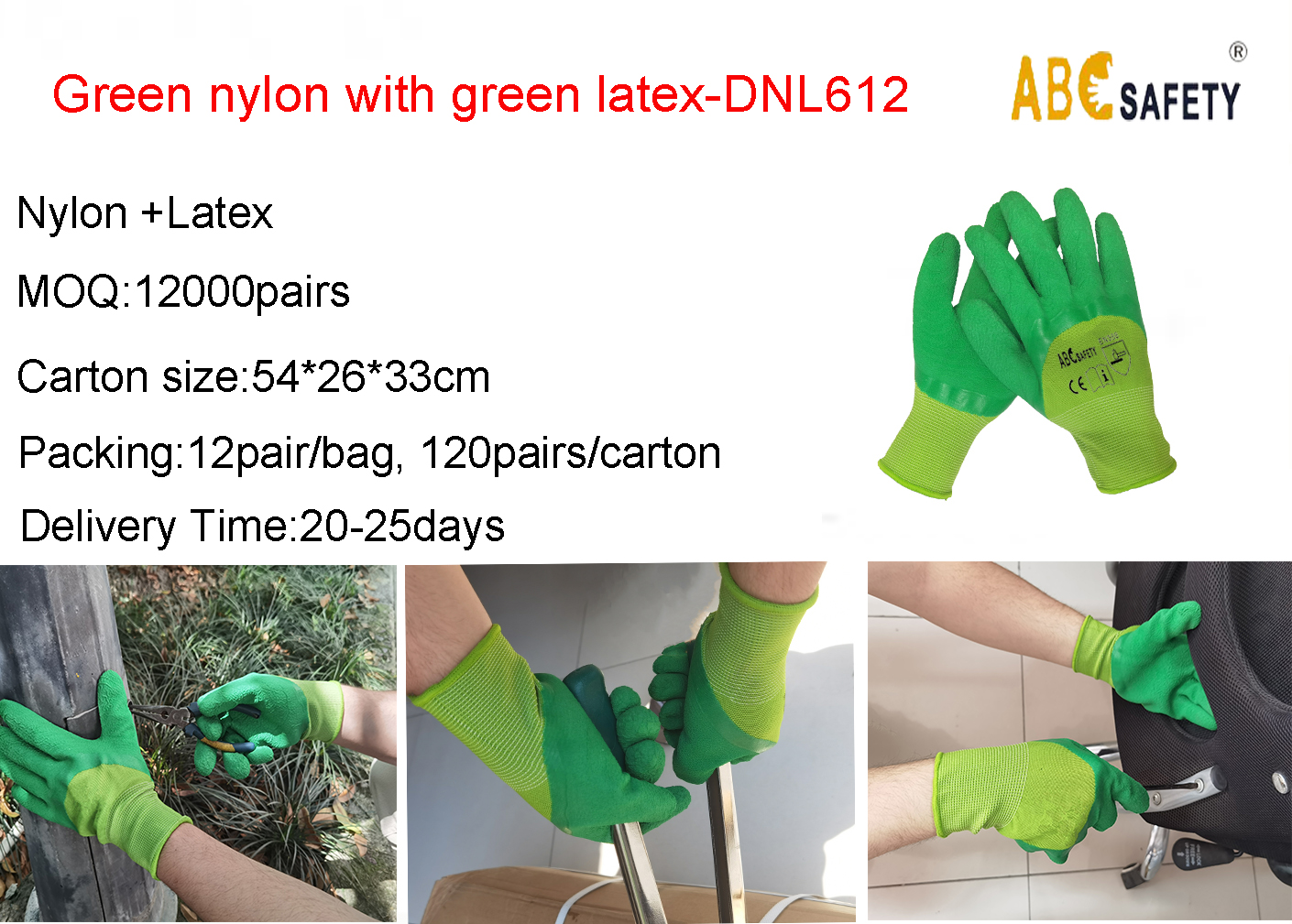 Green nylon with green latex gloves-ANL612