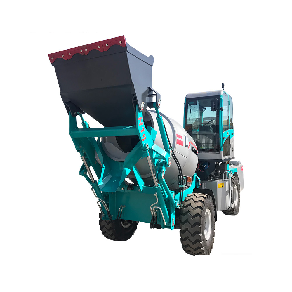 Laigong H15 1.5m3 self loading small mobile concrete mixer machine, self-loading concrete mixer truck