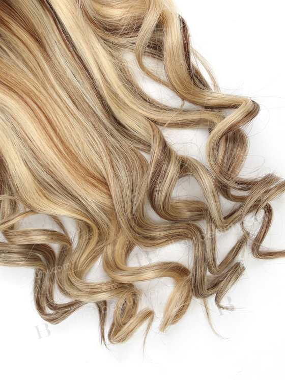 In Stock European Virgin Hair 16" Beach wave 22#/4# highlights with roots 4# 7"×8" Silk Top Open Weft Human Hair Topper-070