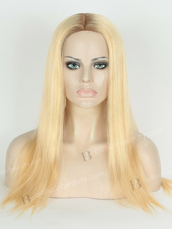In Stock European Virgin Hair 18" Straight T9/613# Color Silk Top Glueless Wig GL-08016