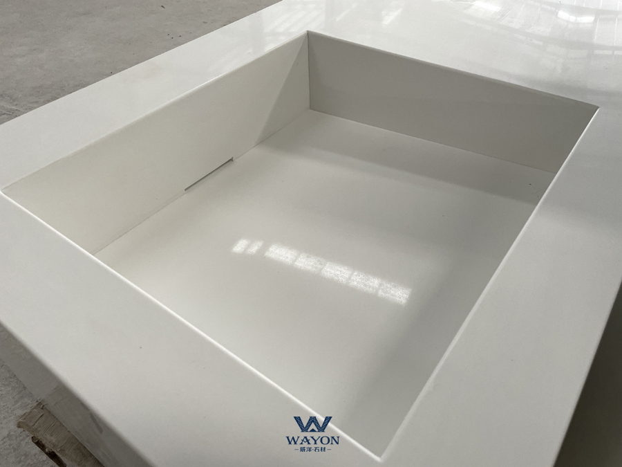WG025纯白石英石洗手盆