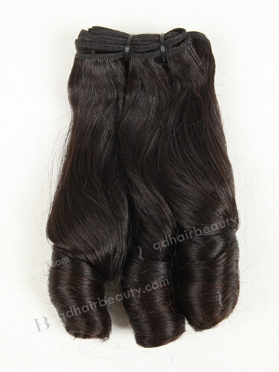 In Stock 7A Peruvian Virgin Hair 12" Double Drawn Straight with Spiral Curl Tip Natural Color Machine Weft SM-651