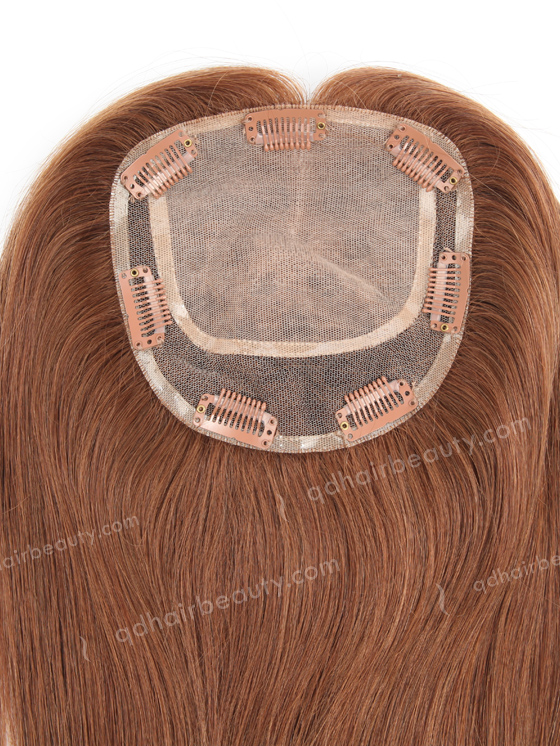 5.5"*6" European Virgin Hair 16" Straight Color 6# with 3# Highlights Silk Top Hair WR-TC-046