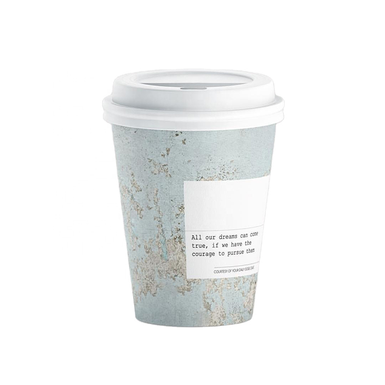  custom logo printed single wall eco friendly pla biodegradable paper cup for coffee
