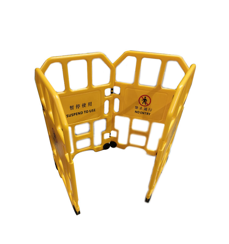 Escalator Parts Yellow Plastic Maintenance Barricade With Wheels