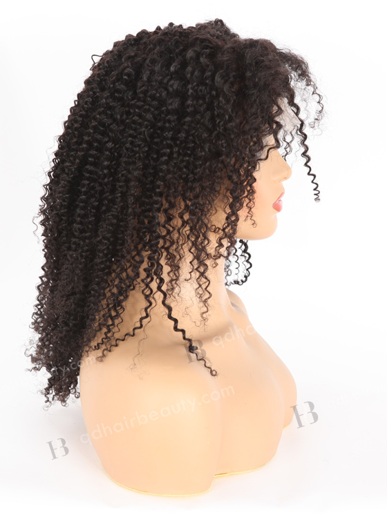 In Stock Indian Remy Hair 16" Kinky Curl Natural Color Lace Front Wig SLF-01294