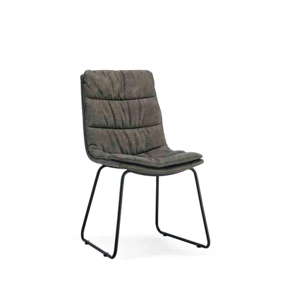 Обеденный стул из ткани Leath-aire с рамой с черным порошковым покрытием