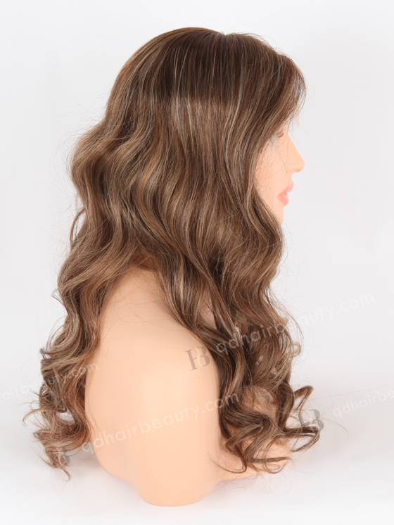 In Stock European Virgin Hair 20" Beach Wave Caramel Latte Color Lace Front Wig RLF-08014