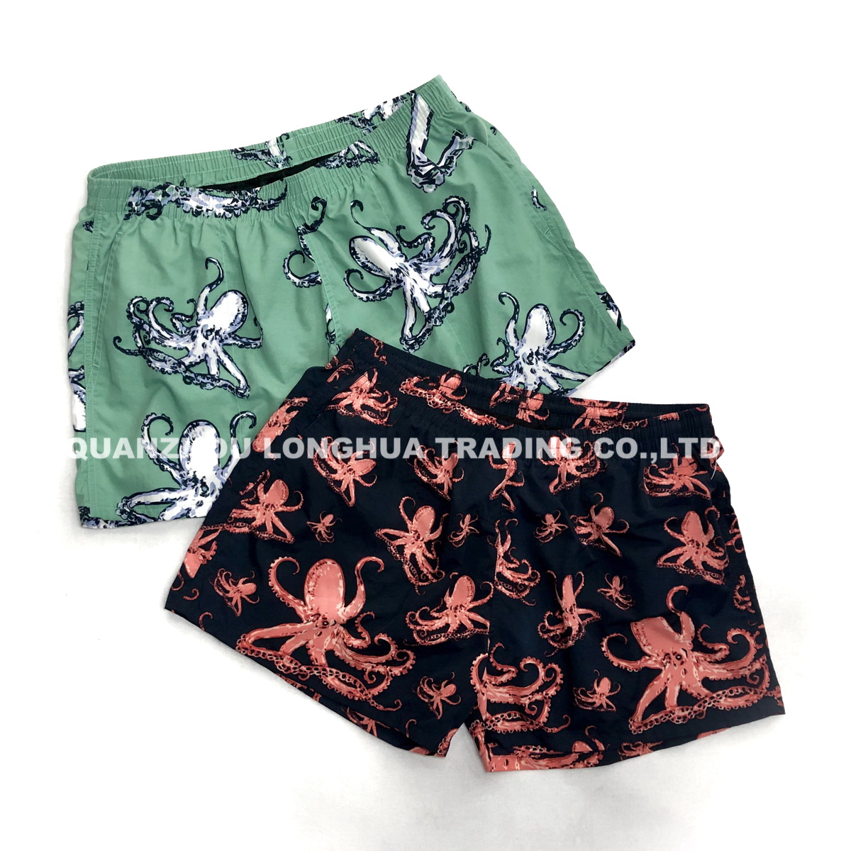 Men and Boys Nylon Swimming Wear Beach Shorts Board Shorts with Octopuses Printing Apparel Trousers Kids Swim Wear Pants
