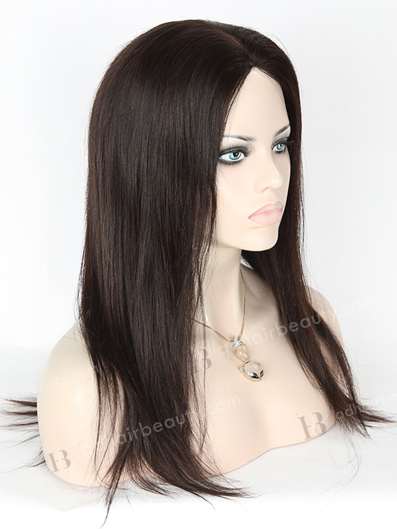 In Stock Chinese Virgin Hair 16" Light Yaki Natural Color Silk Top Glueless Wig GL-07013