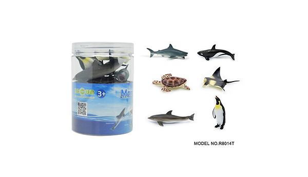 动物玩具-6只海洋动物圆筒装A款