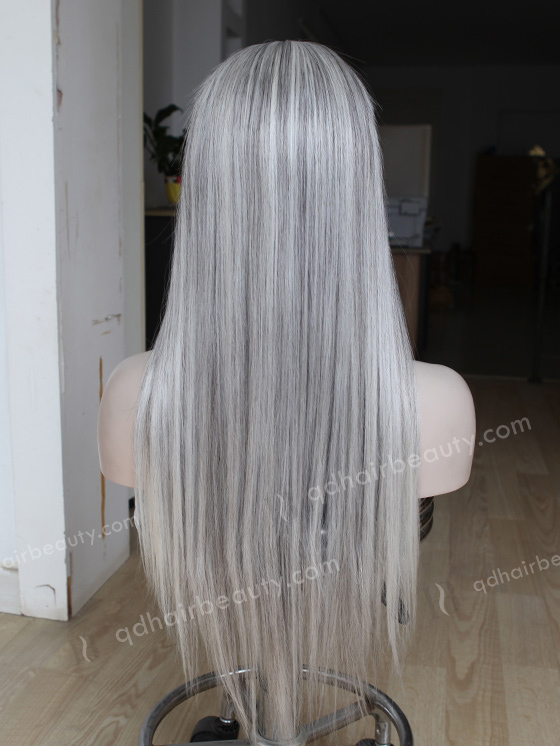Grey Human Hair Wig WR-ST-041