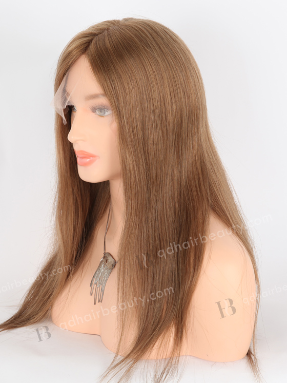 In Stock European Virgin Hair 18" Straight 9# Color Lace Front Silk Top Glueless Wig GLL-08045