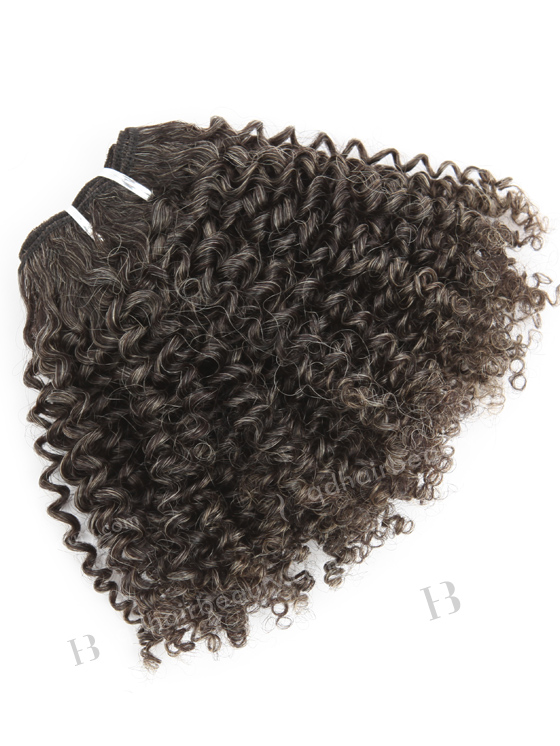 In Stock Brazilian Virgin Hair 12" 6mm curl 1B#/white color blended Machine Weft SM-4167