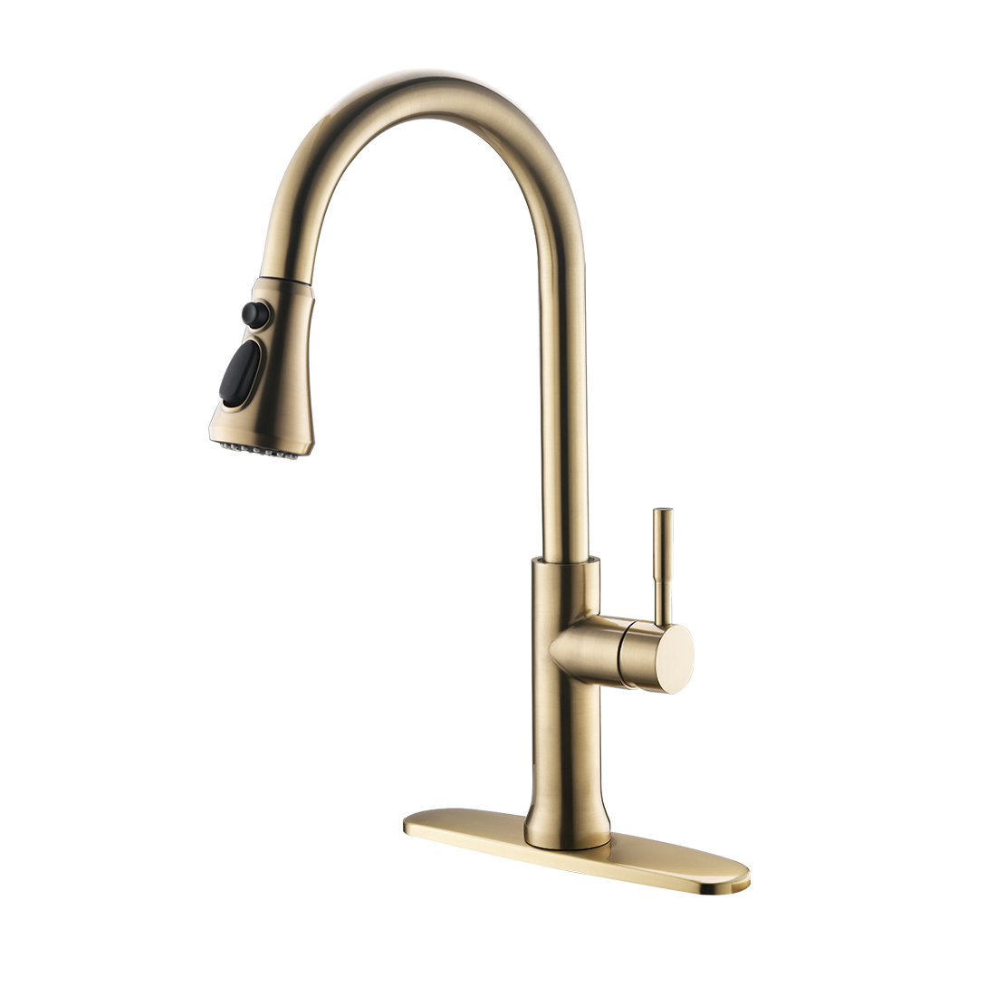 FLG Brushed Gold Stainless Steel One-Handle High Arc Pullout Touch on Kitchen Faucet