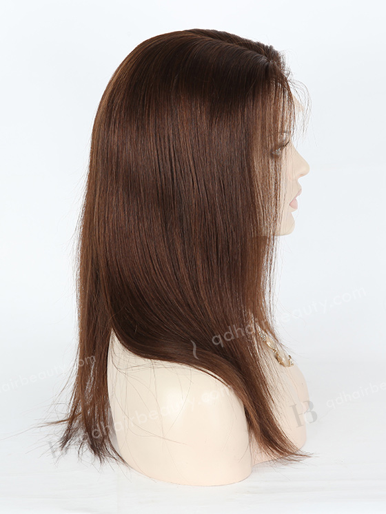 In Stock European Virgin Hair 14" Straight 3# Highlight 4# Color Silk Top Full Lace Wig STW-832