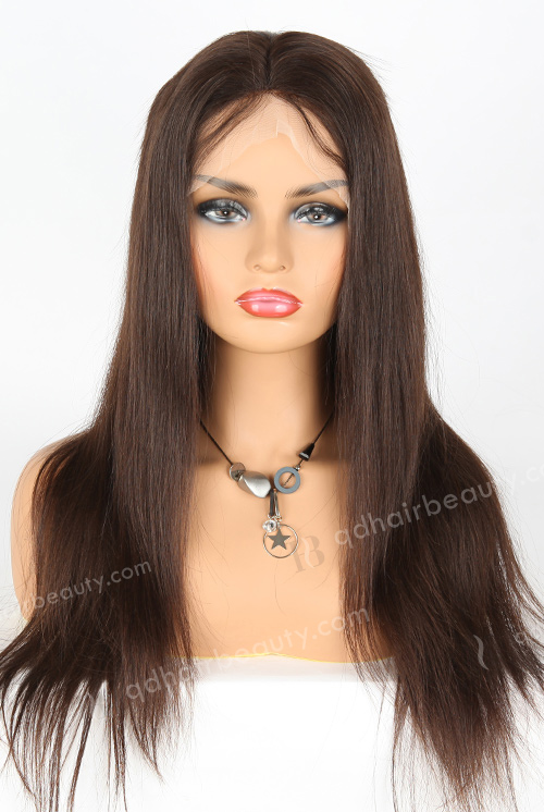 Best Quality 18'' European Virgin Natural Color Natural Straight Silk Top Full Lace Wig WR-ST-047