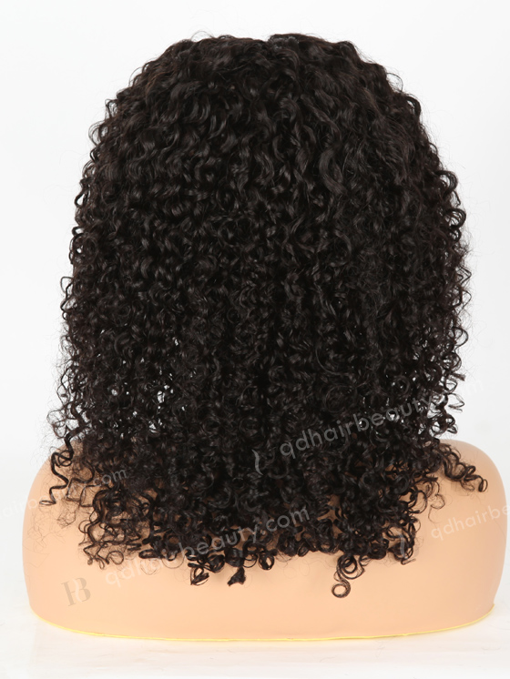 In Stock Indian Remy Hair 16" Tight Pissy Natural Color Lace Front Wig SLF-01245