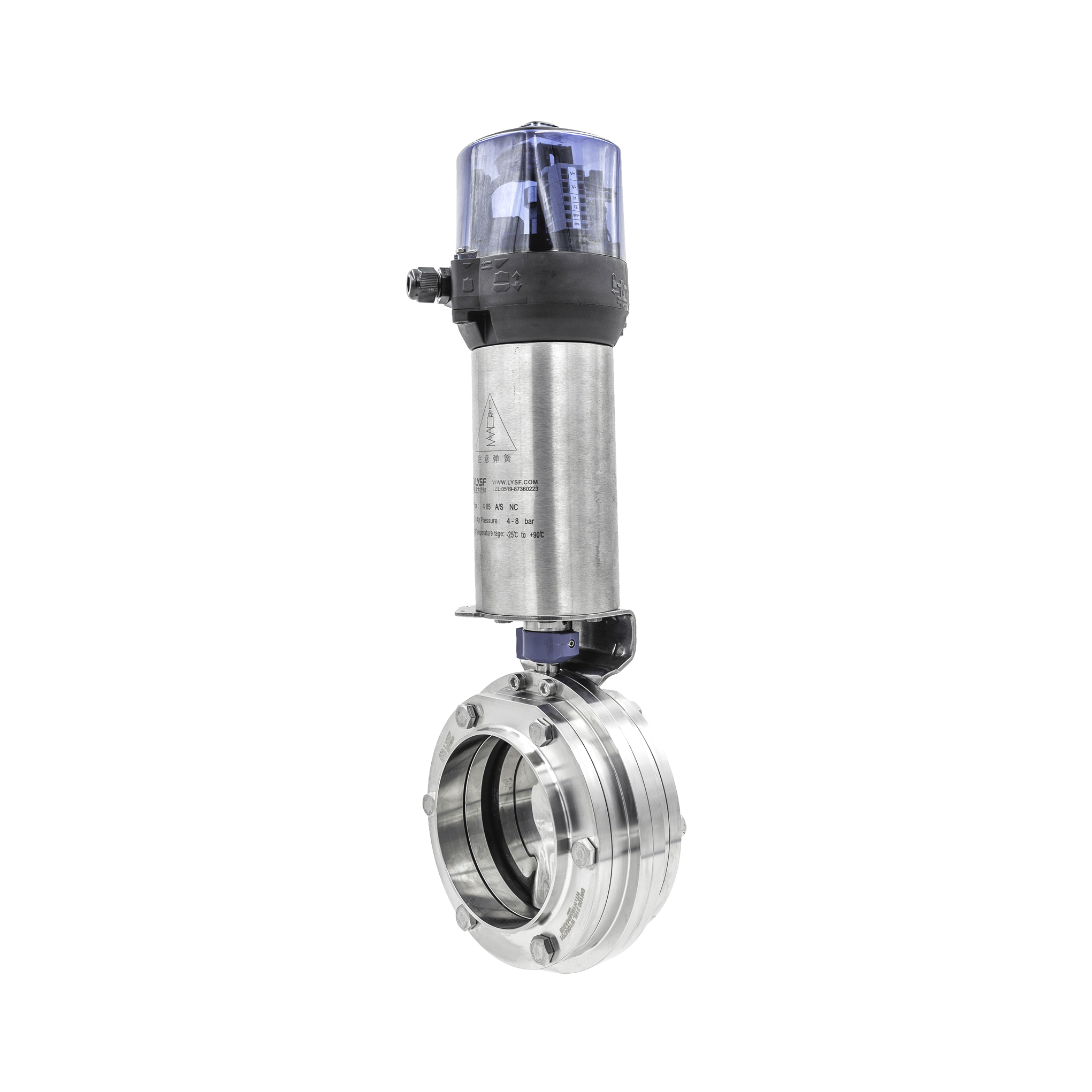 Vertical pneumatic butterfly valve