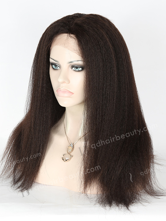 In Stock Brazilian Virgin Hair 18" Kinky Straight Natural Color Full Lace Wig FLW-04216