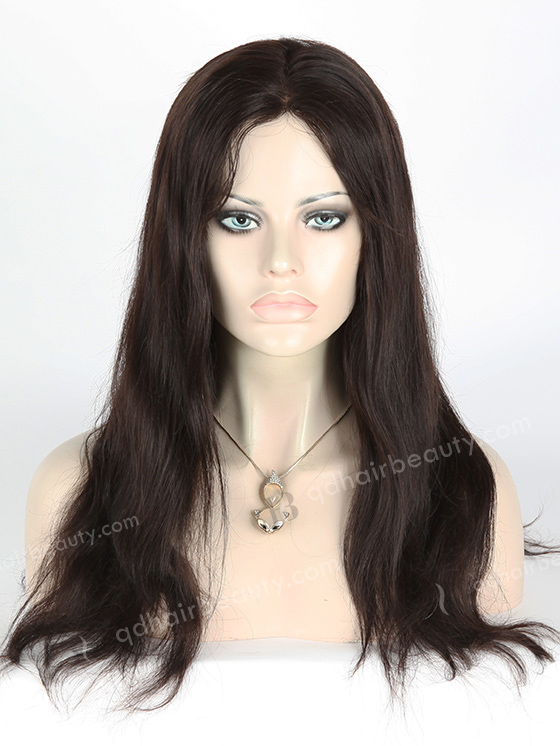 In Stock Indian Remy Hair 18" Natural Straight Natural Color Full Lace Glueless Wig GL-01003