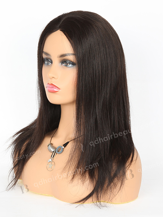 In Stock Malaysian Virgin Hair 14" Straight Natural Color Silk Top Glueless Wig GL-03033