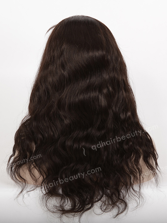 In Stock Malaysian Virgin Hair 18" Natural Wave 2# Color Silk Top Full Lace Wig STW-416