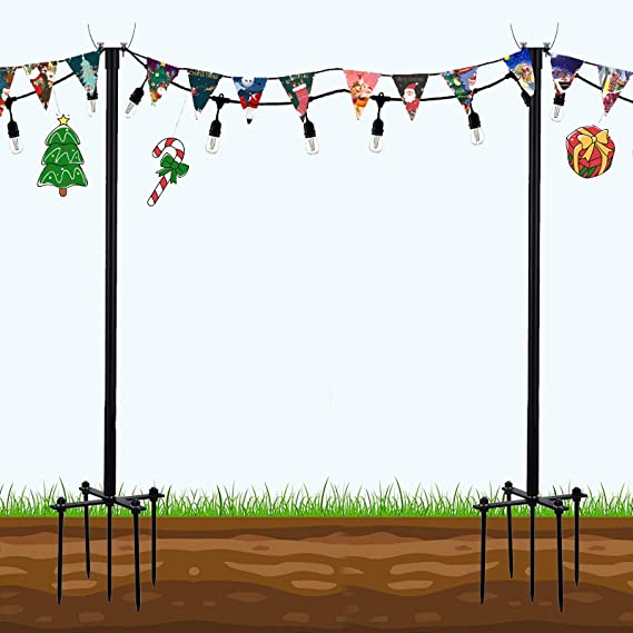 JH-Mech Holiday Styling 4-Prong String Light Lamp Post Pole Supplier-OEM/ODM  for Wedding Decoration 