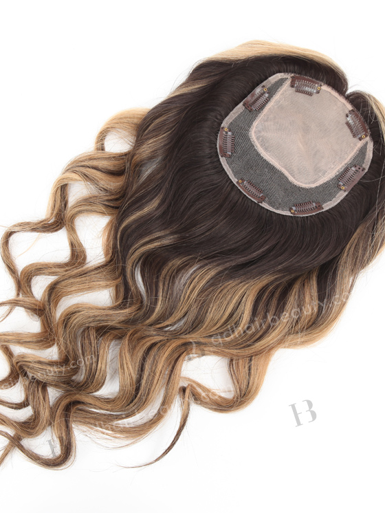 In Stock 5.5"*6.5" European Virgin Hair 18" Slight Wave #2/8/25 With Roots #2 Color Silk Top Hair Topper-130